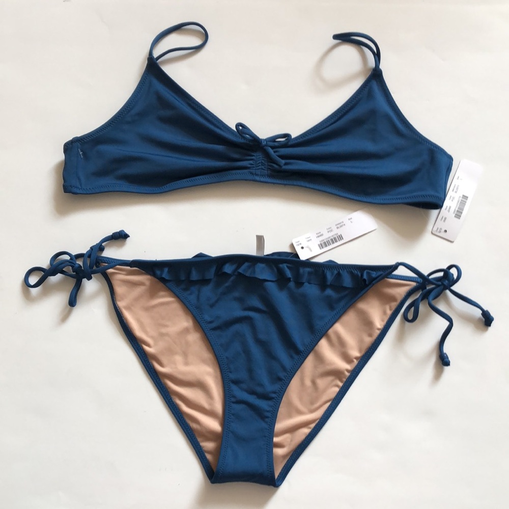 HOST PICK J. Crew L Blue Bikini Set Top & Bottom Adjustable NWT Brand New Great